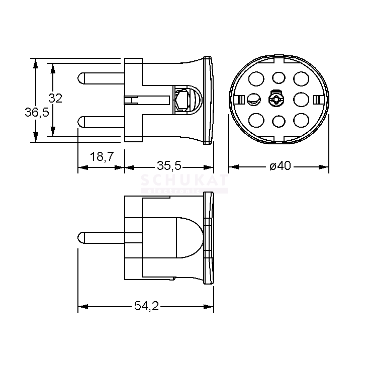 Regleta de enchufes de aluminio Martin Kaiser Interruptor de 10 vías negro  - 1301/10sw